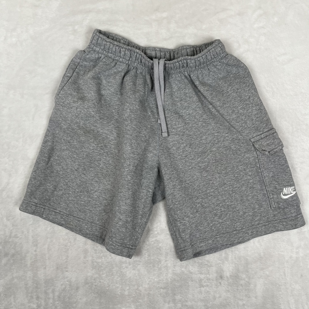 Nike Sweat Shorts Mens Small Gray Fleece Cargo Pocket 9 Inseam Athletic Gym